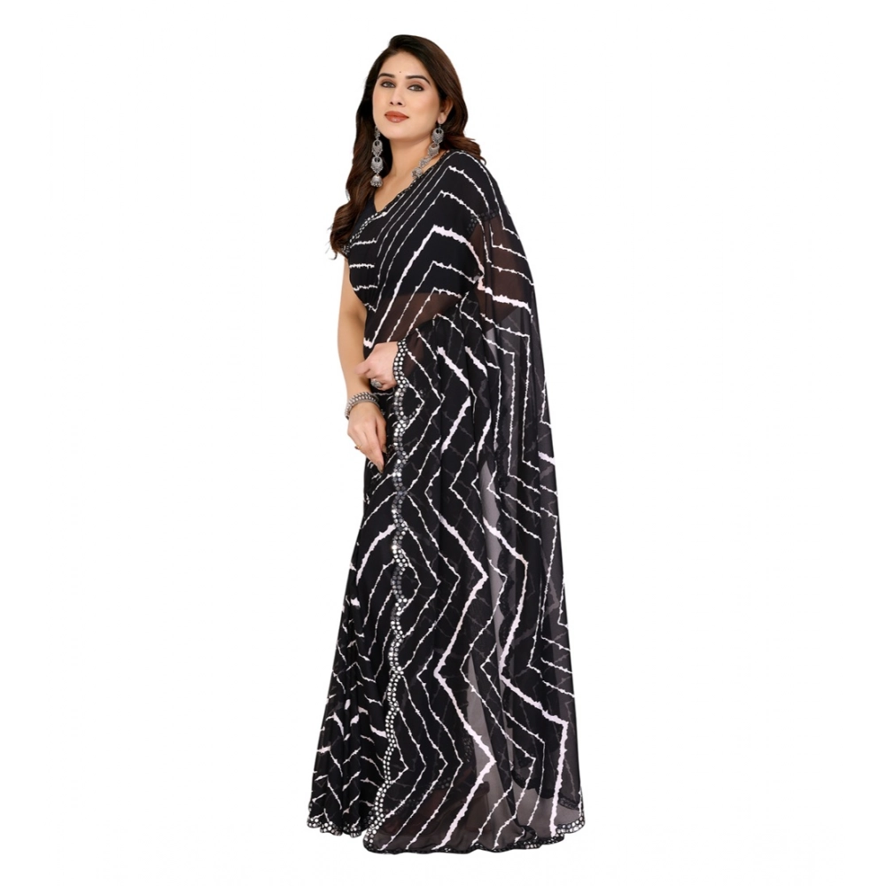 Women's Georgette Printed Saree With Unstitched Blouse 5.5Mtr (Black) Women's Georgette Printed Saree With Unstitched Blouse 5.5Mtr (Black)