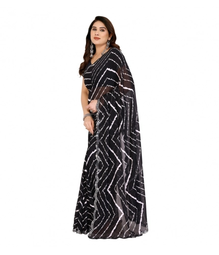 Women's Georgette Printed Saree With Unstitched Blouse 5.5Mtr (Black) Women's Georgette Printed Saree With Unstitched Blouse 5.5Mtr (Black)
