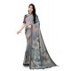 Women's Georgette Floral Printed Saree With Unstitched Blouse 5.5Mtr (Grey)