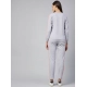 Women's Cotton Solid Long Sleeves Tracksuit (Light Grey - Pink) Women's Cotton Solid Long Sleeves Tracksuit (Light Grey - Pink)
