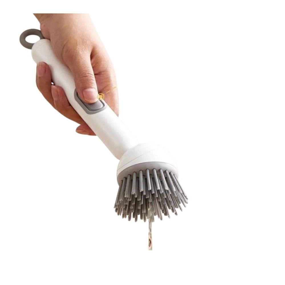 TPR-Plastic Solid Electric Liquid Soap Dispensing Cleaning Brush with Handle (Grey-White) TPR-Plastic Solid Electric Liquid Soap Dispensing Cleaning Brush with Handle (Grey-White)