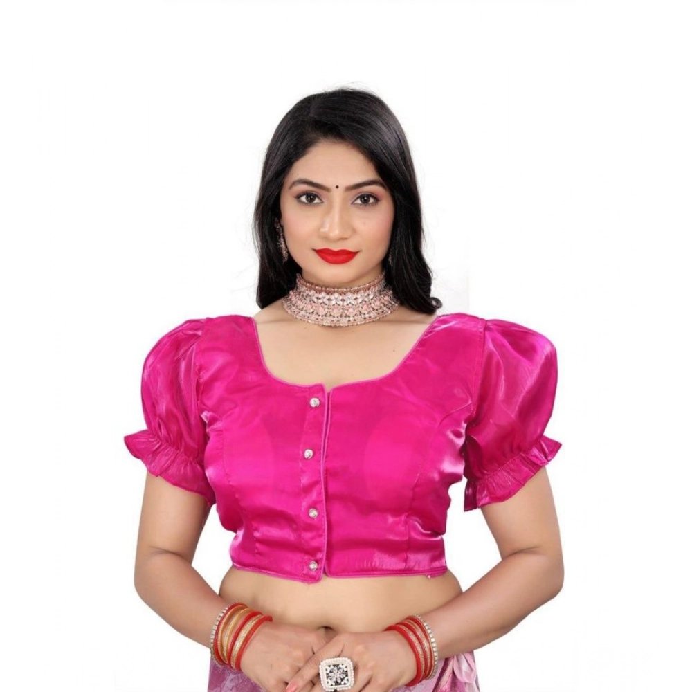 Women's Jimmy Solid Designer Neck Elastic Sleeve Readymade Blouse (Pink 38 , Alterable up to 42)-PID65832 Women's Jimmy Solid Designer Neck Elastic Sleeve Readymade Blouse (Pink 38 , Alterable up to 42)-PID65832