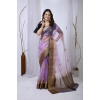 Women's Organza jacquard Embellished Saree With Unstitched Blouse 5.5Mtr (Purple) Women's Organza jacquard Embellished Saree With Unstitched Blouse 5.5Mtr (Purple)