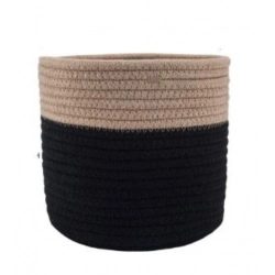 Cotton Flower Pot (Beige Black)