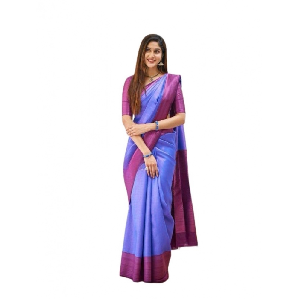 Women's Soft Lichi Silk Printed Saree With Unstitched Blouse 5.5Mtr (Blue) Women's Soft Lichi Silk Printed Saree With Unstitched Blouse 5.5Mtr (Blue)