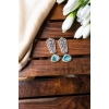 Women's Brass Silver Plated Drop Earrings (Turquoise)