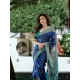 Women's Litchi silk Printed Saree With Unstitched Blouse (Navy Blue) Women's Litchi silk Printed Saree With Unstitched Blouse (Navy Blue)