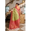 Women's Silk Blend Booti Work Ready to wear Saree With Unstitched Blouse 5.5Mtr (Green)