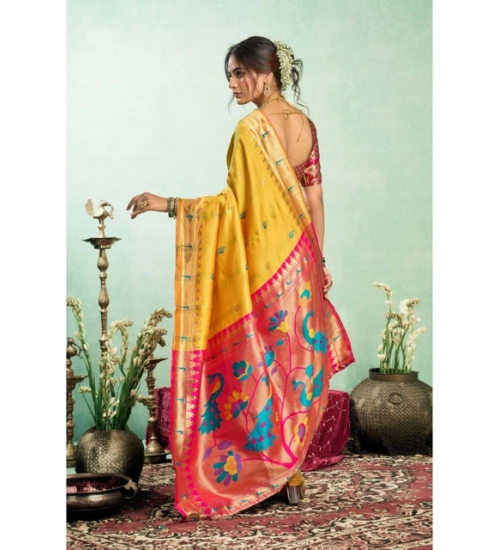 Women's Silk Blend Woven Saree With Unstitched Blouse 5.5 Mtr (Mustard) Women's Silk Blend Woven Saree With Unstitched Blouse 5.5 Mtr (Mustard)