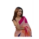 Women's Linen Printed Saree With Unstitched Blouse 5.5Mtr (Orange)