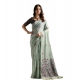 Women's Blended_Cotton Floral Saree With Unstitched Blouse 5.5Mtr (Aqua_Blue)