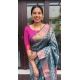 Women's Litchi silk Printed Saree With Unstitched Blouse (Blue) Women's Litchi silk Printed Saree With Unstitched Blouse (Blue)