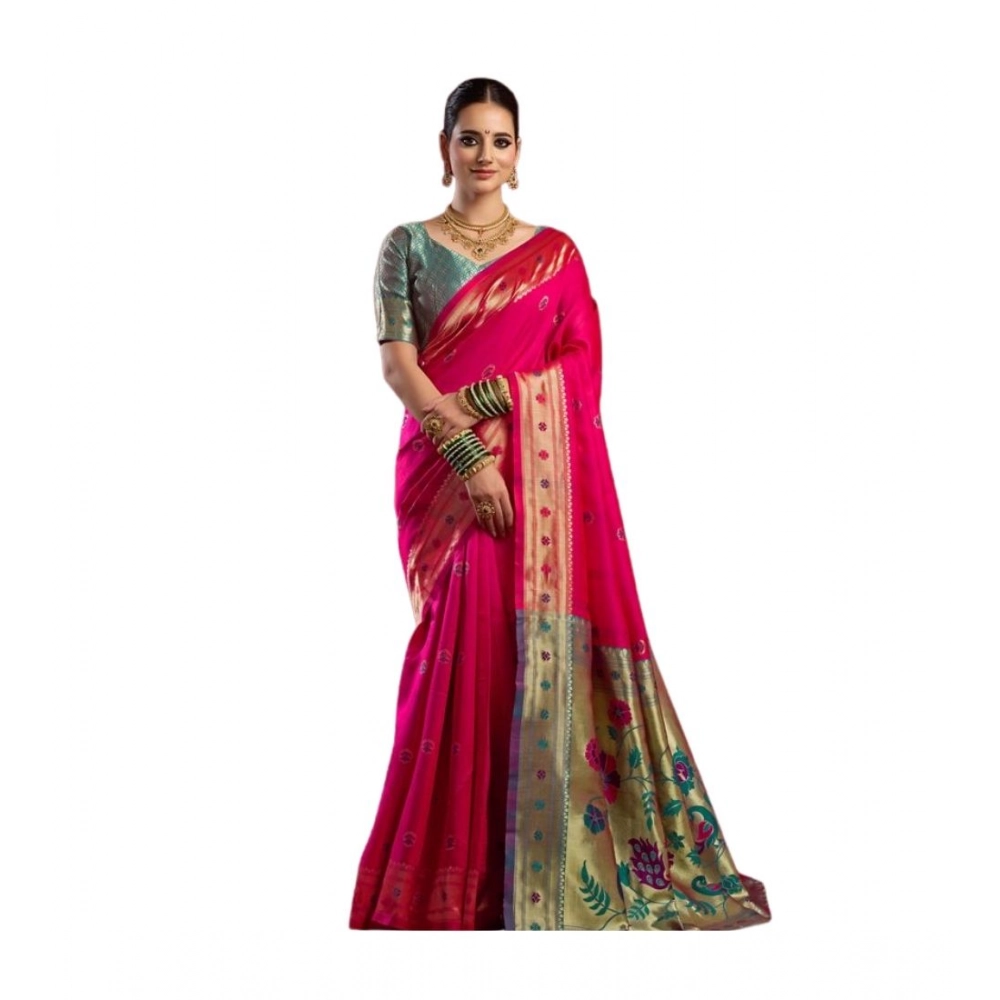 Women's Silk Blend Woven Saree With Unstitched Blouse 5.5 Mtr (Pink) Women's Silk Blend Woven Saree With Unstitched Blouse 5.5 Mtr (Pink)