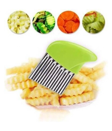 Pack Of_5 Wave Shape Stainless Steel Potato Cutter And Slicer – (Color: Assorted )
