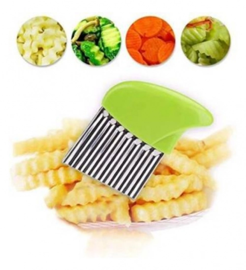 Pack Of_5 Wave Shape Stainless Steel Potato Cutter And Slicer – (Color: Assorted )