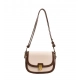 Women's PU Leather Zipper Sling Bag (Beige)