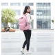 Unisex PU Leather Solid Medium Zipper Backpack (Pink)