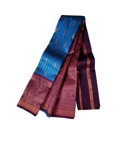 Women's Soft Silk Wooven Saree With Unstitched Blouse 5.5Mtr (Blue)