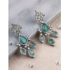 Women's Brass Silver Plated Drop Earrings (Turquoise)