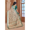 Dropship Women's Printed Cotton Linen Saree withPrinted  Saree With Unstitched Blouse (Green, 5-6Mtrs)