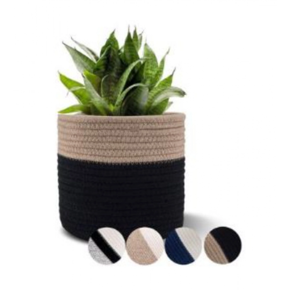 Cotton Flower Pot (Beige Black)