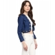 Women's Denim Embellished Long Sleeves Shrug (Blue) Women's Denim Embellished Long Sleeves Shrug (Blue)
