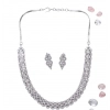Women's Brass Silver Plated Necklace set (Silver)