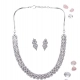 Women's Brass Silver Plated Necklace set (Silver)