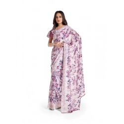 Women's Georgette Printed Saree With Unstitched Blouse 5.5Mtr (Pink)