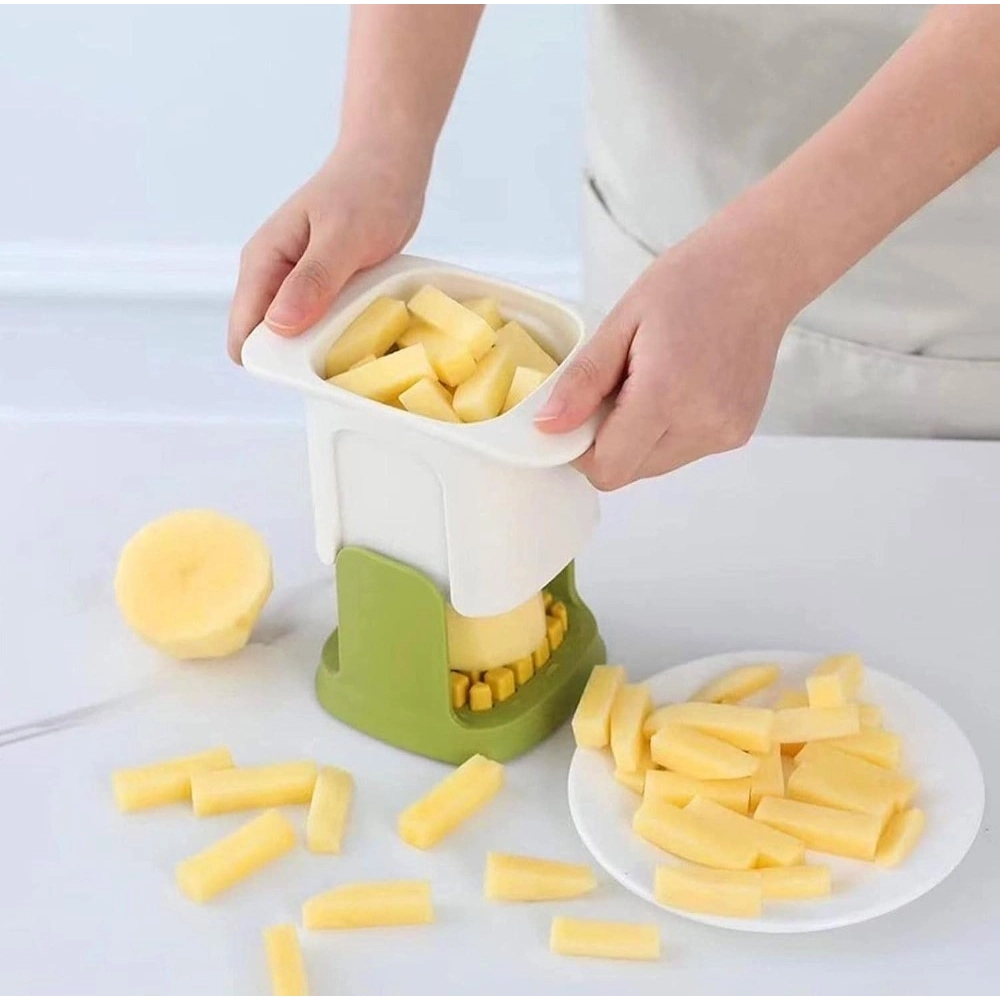 ABS Plastic Solid Hand Pressure Vegetable Chopper and Dicer (Green-White)