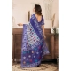 Women's Linen Cotton Printed Ready To Wear Saree With Unstitched Blouse 5.5 Mtr (Blue)