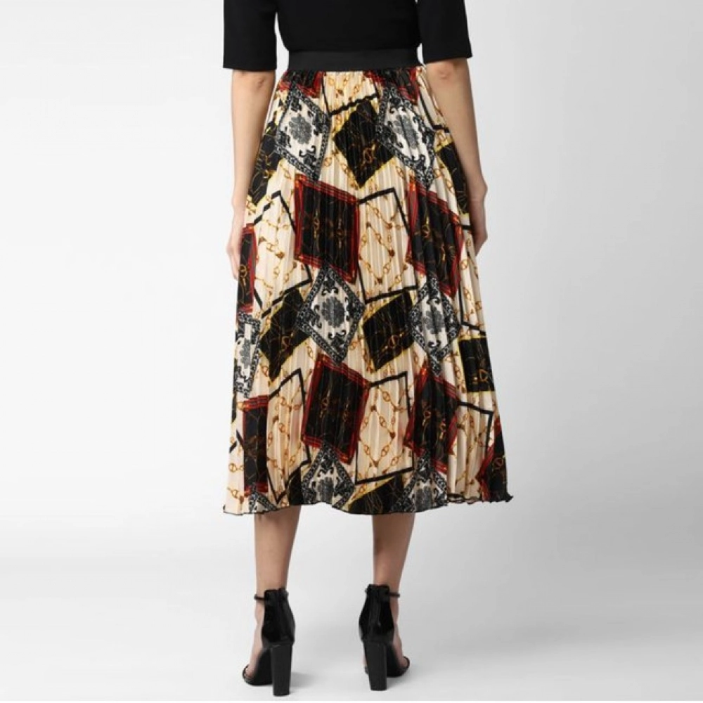 Women's Satin Pleated Elasticated Skirt (Multicolor) Women's Satin Pleated Elasticated Skirt (Multicolor)