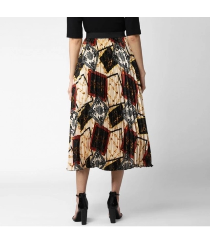 Women's Satin Pleated Elasticated Skirt (Multicolor)
