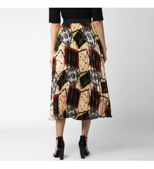 Women's Satin Pleated Elasticated Skirt (Multicolor) Women's Satin Pleated Elasticated Skirt (Multicolor)