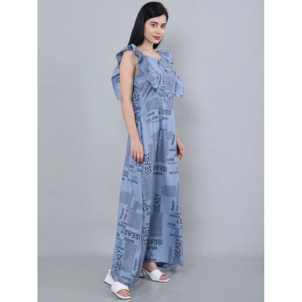 Women's Casual Crepe Sleeveless Dress (Grey)