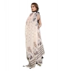 Women's Linen Cotton Printed Saree With Unstitched Blouse 5.5Mtr (Off White)