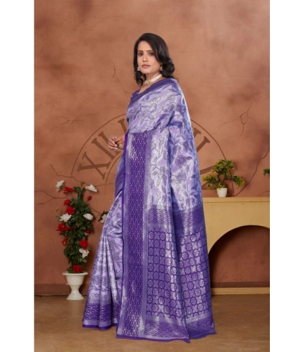 Women's Banarasi Silk Jaquard Woven Saree With Unstitched Blouse 5.5Mtr (Purple) Women's Banarasi Silk Jaquard Woven Saree With Unstitched Blouse 5.5Mtr (Purple)