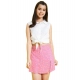 Girl's Polyester Lurex Printed Sleeveless Skorts Set (White-Pink) Girl's Polyester Lurex Printed Sleeveless Skorts Set (White-Pink)
