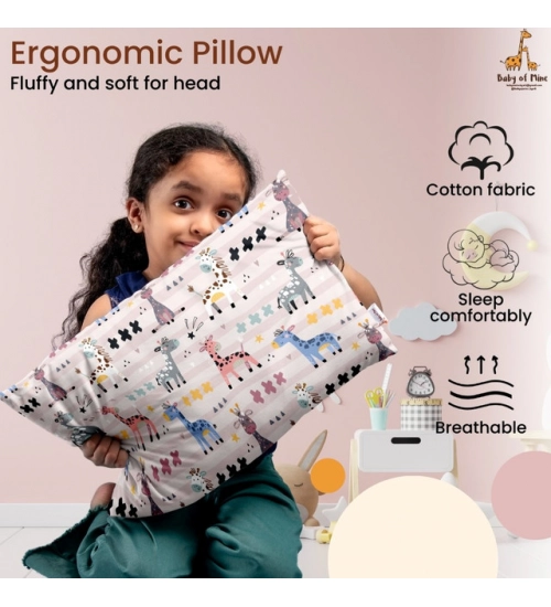 Soft Plush Printed Baby Infant Pillow for Kids Age 1 To 5 Years (Multicolor)