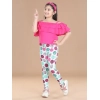 Girl's Cotton Floral Elasticated Jegging and Top (Pink)