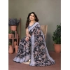 Women's Chiffon Printed Saree With Unstitched Blouse 5.5Mtr (Grey) Women's Chiffon Printed Saree With Unstitched Blouse 5.5Mtr (Grey)