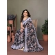 Women's Chiffon Printed Saree With Unstitched Blouse 5.5Mtr (Grey)