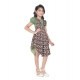 Girl's Twill Printed Short Sleeve Round Neck Dress (Green) Girl's Twill Printed Short Sleeve Round Neck Dress (Green)