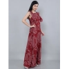 Women's Casual Crepe Sleeveless Dress (Maroon)