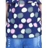 Girl's Rayon Solid Cold Shoulder Top with Shorts (Navy Blue)