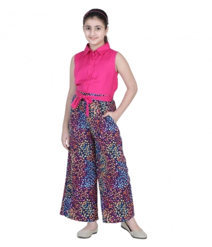 Girl's Bodice-Rayon Colour Block Sleeveless Jumpsuit (Multicolor)