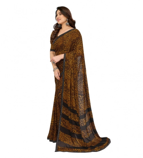 Women's Georgette Printed Saree With Unstitched Blouse 5.5Mtr (Multicolor)