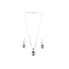 Women's Brass Silver Plated Pendant Set (Pink)