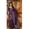 Women's Litchi silk Printed Saree With Unstitched Blouse (Purple)