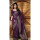 Women's Litchi silk Printed Saree With Unstitched Blouse (Purple)